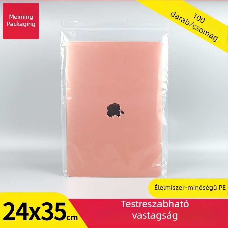PE zipzár tasakok, 24×35 cm, átlátszó csomagoláshoz