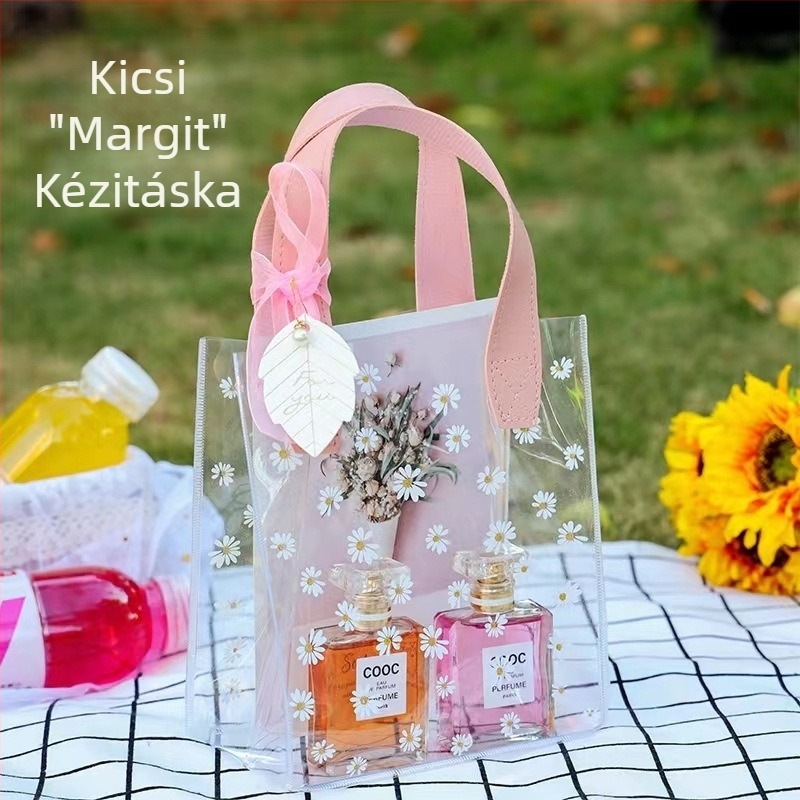 Átlátszó margaréta mintás tote táska ajándékokhoz, ruhákhoz és vásárláshoz