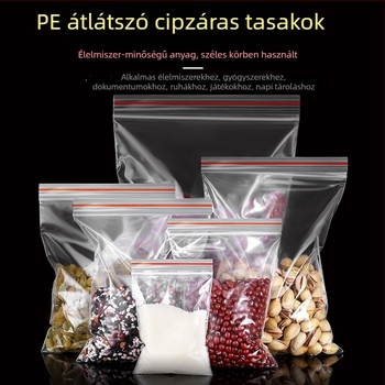 Átlátszó PE önzáró tasakok, vastagított kivitelben, élelmiszerekhez, ékszerekhez és csomagoláshoz