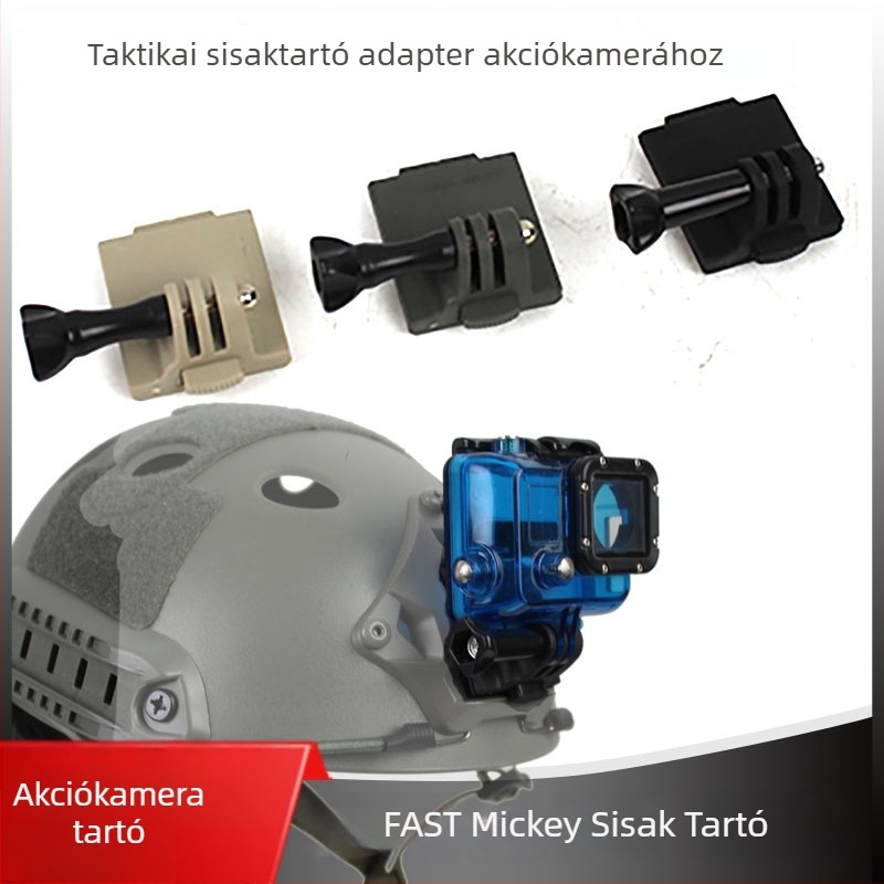 GoPro akciókamera sisak-tartó MountainDog tartóval és FAST módosító készlettel