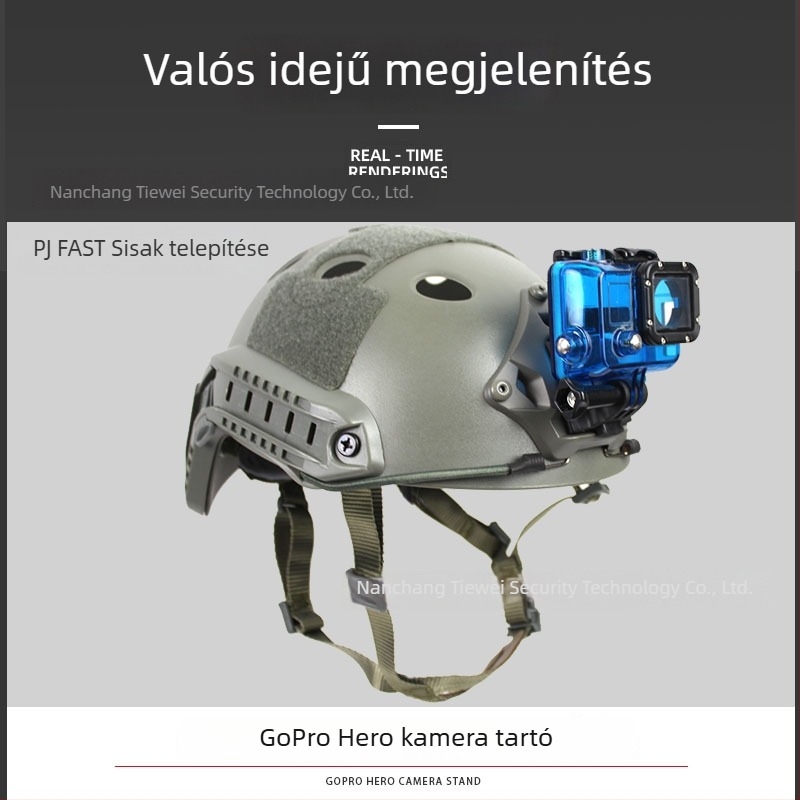 GoPro akciókamera sisak-tartó MountainDog tartóval és FAST módosító készlettel