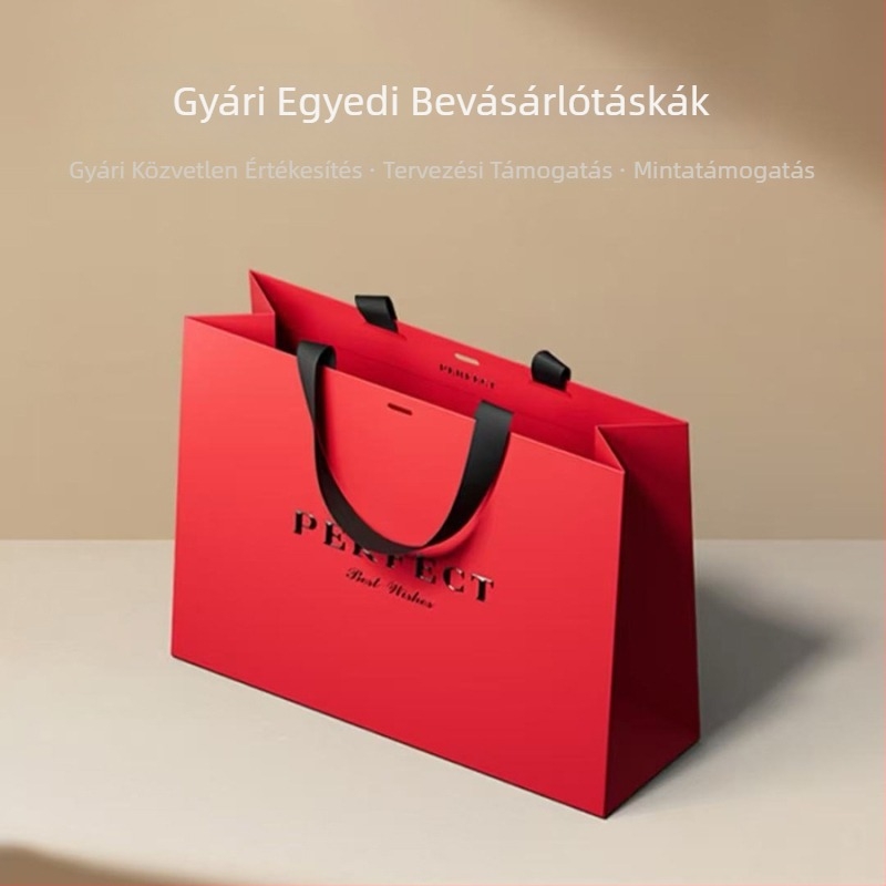 Egyedi nyomtatású papírtáska márkás csomagoláshoz logóval – kozmetikumokhoz, elektronikához, teához és ruházathoz