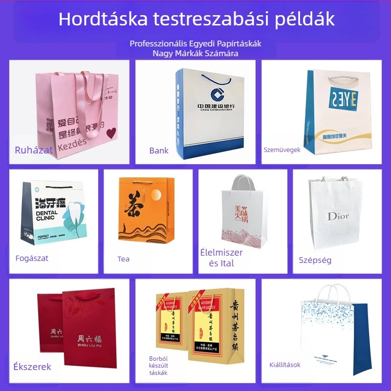 Logóval ellátott válltáskák szemüveges és ruházati boltok számára – Fehér kartonpapírból készült, kiváló minőségű ajándéktáskák