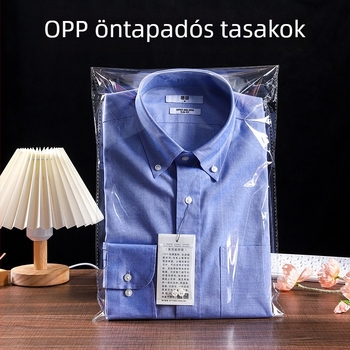 OPP tasakok ruhák csomagolásához, átlátszó öntapadós tasakok 30x40 cm, logó nyomtatás