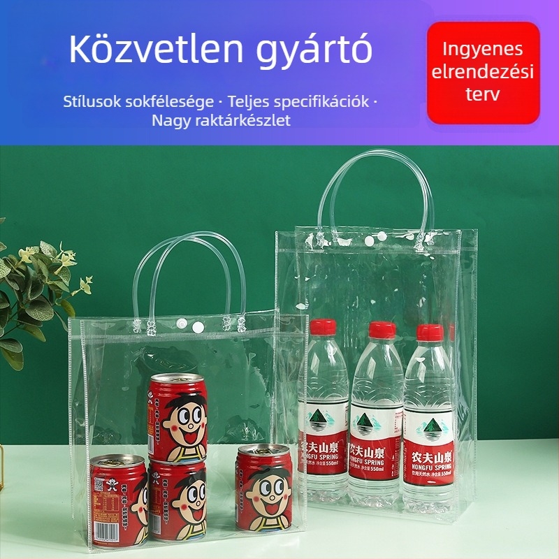 Átlátszó PVC tote táska ajándékokhoz és ruházathoz snap zárással