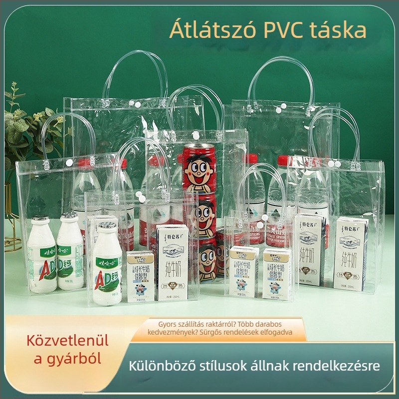 Átlátszó PVC tote táska ajándékokhoz és ruházathoz snap zárással