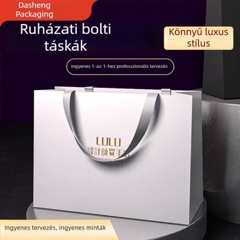 Ruházati üzletek számára egyedi papírzacskók, luxus négyszögletes aljú ajándéktáskák logónyomással