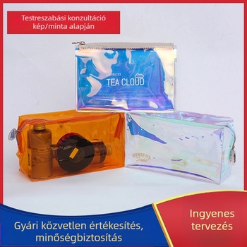 PVC kozmetikai és higiénés tasakok készlet, átlátszó EVA cipzáras tasakok, utazáshoz, nyomtatható logó