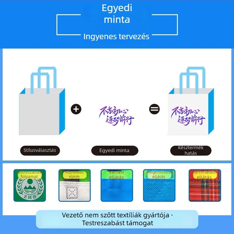 Személyre szabott logóval ellátott, nem szövött anyagból készült bevásárlótáska, nagy kapacitású
