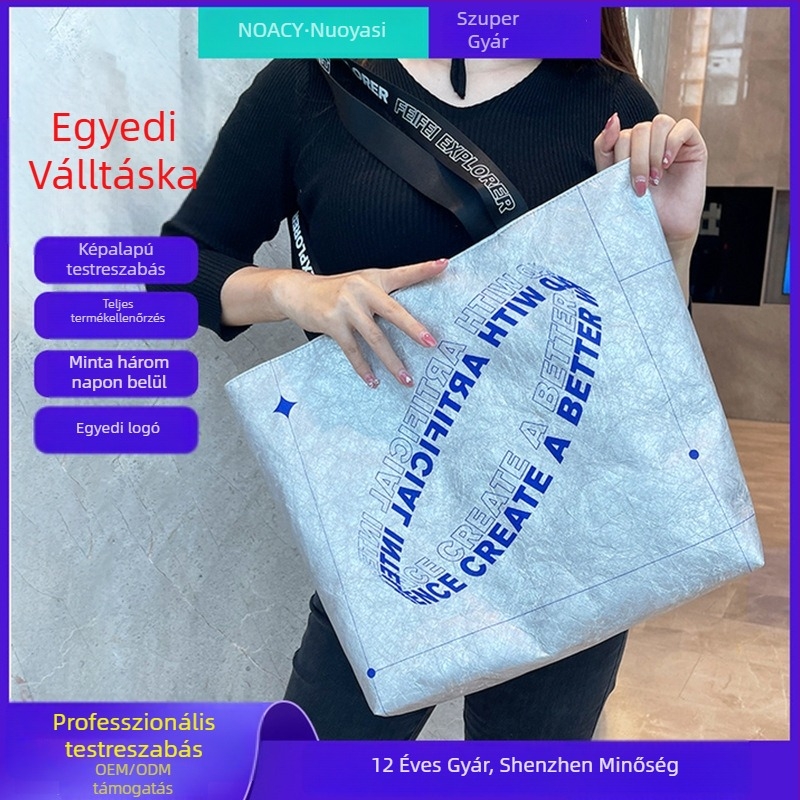 Dupont papírtáska bevásárláshoz, divatos női vállon átvető táska, vízálló, szakadásálló, környezetbarát