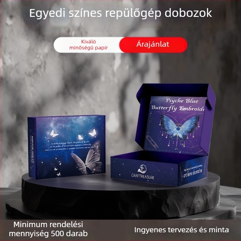 Extraerős, színes repülőgép-stílusú doboz, testreszabható hullámkarton csomagoló doboz fehérneműk és ruházat számára, kozmetikai ajándékdoboz üres doboz nyomtatással