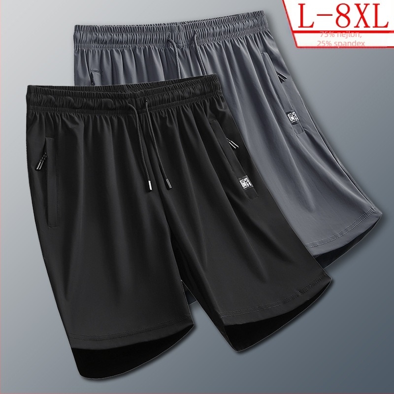 Férfi nyári rövidnadrág, vékony, légáteresztő, gyorsan száradó, lazán szabott egyenes fazon, Ice Silk, plusz méret