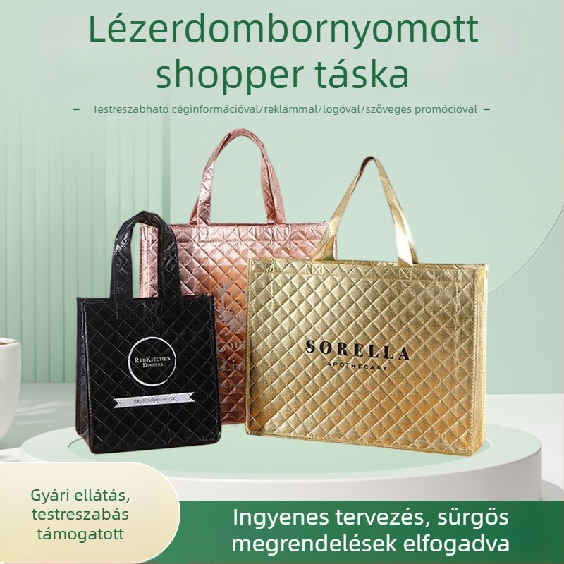 Lézerfilm-reliefes bevásárlótáska, testreszabható vastagított ajándéktáska logóval