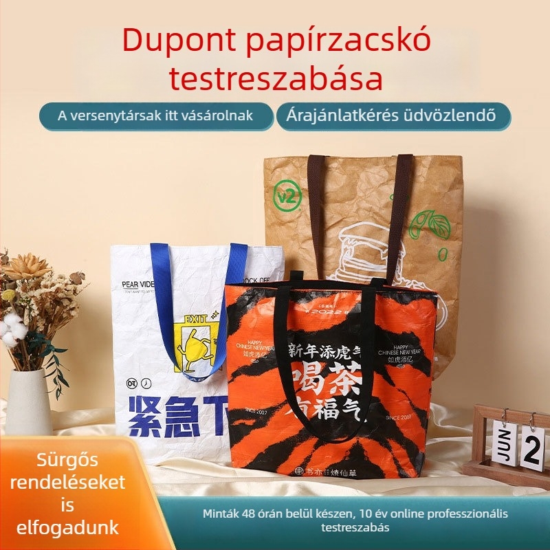 DuPont papírtáska egyedi logóval, vízálló és mosható, válltáska újévi ajándékokra