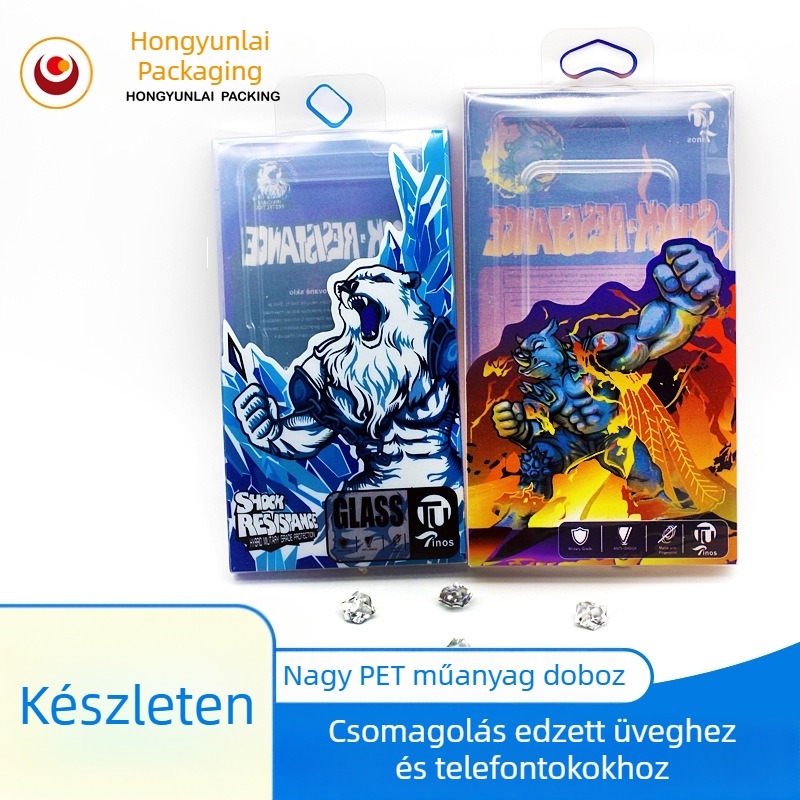 PET telefonvédő tok műanyag dobozos csomagolás, nagy méret, játék- és anime-stílus, Flame Rhino, Storm Bear