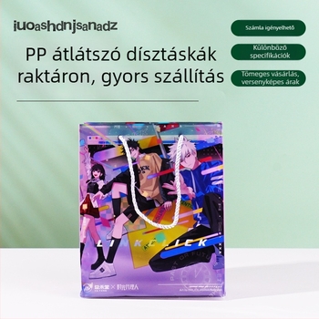 Mattított PP ajándéktáska PVC átlátszó panellel, vízálló kemény műanyagból, színes csomagolás esküvői édességekhez, testre szabható