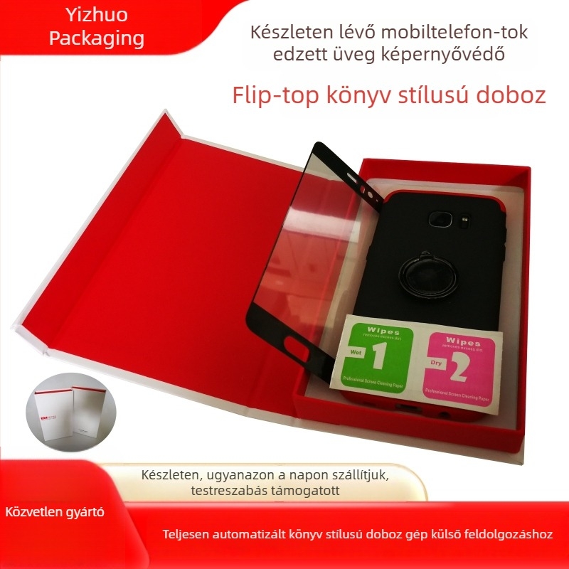  Univerzális doboz a telefon tokok csomagolásához, kompatibil Apple, Huawei, Xiaomi és VIVO készülékekhez, edzett üveggel