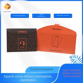 Személyre szabott színes csomagoló doboz mobiltelefon-tokokhoz, védőfólia csomagolás és újévi piros borítéktáska