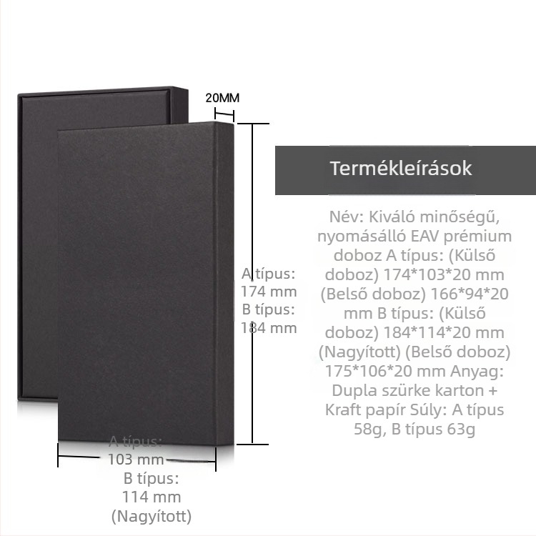 Fekete kraftpapírból készült telefon tok csomagoló doboz, kétszárnyú fedéllel, kompatibil az iPhone 13/14 Pro-val, semleges univerzális, ajándékdoboz védőfóliával
