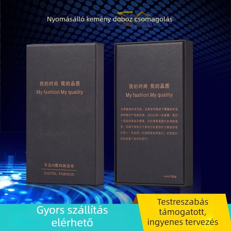 Fekete kraftpapírból készült telefon tok csomagoló doboz, kétszárnyú fedéllel, kompatibil az iPhone 13/14 Pro-val, semleges univerzális, ajándékdoboz védőfóliával
