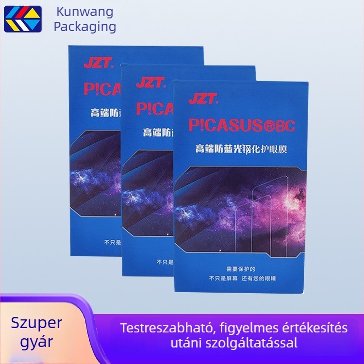 Személyre szabott kraftpapírból készült könyv alakú doboz iPhone-hoz készült edzett fólia csomagolásához