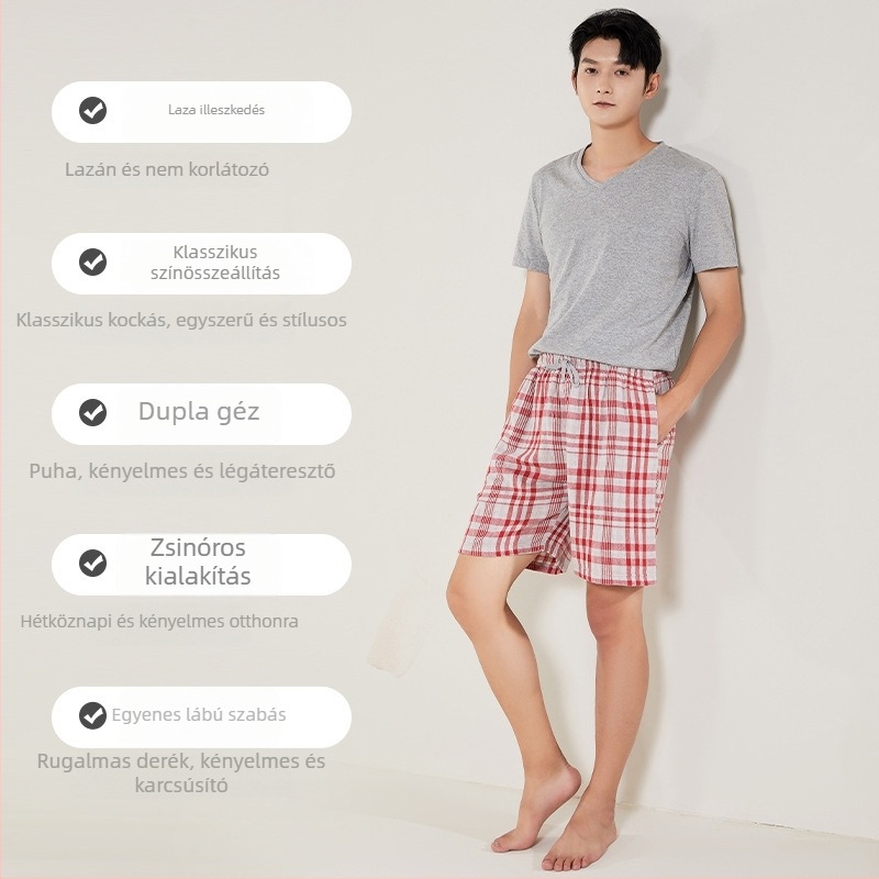 Férfi nyári rövidnadrág, plusz méret, minimalist stílus, mosott pamut, kényelmes otthonra vagy kinti viselet