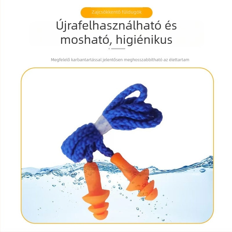 Silikon füldugók zsinórral, karácsonyfa alakú, moshatók, narancs színűek, zajcsökkentés és fülvédelmi védelem, ideális alváshoz, tanuláshoz, munkához és utazásokhoz