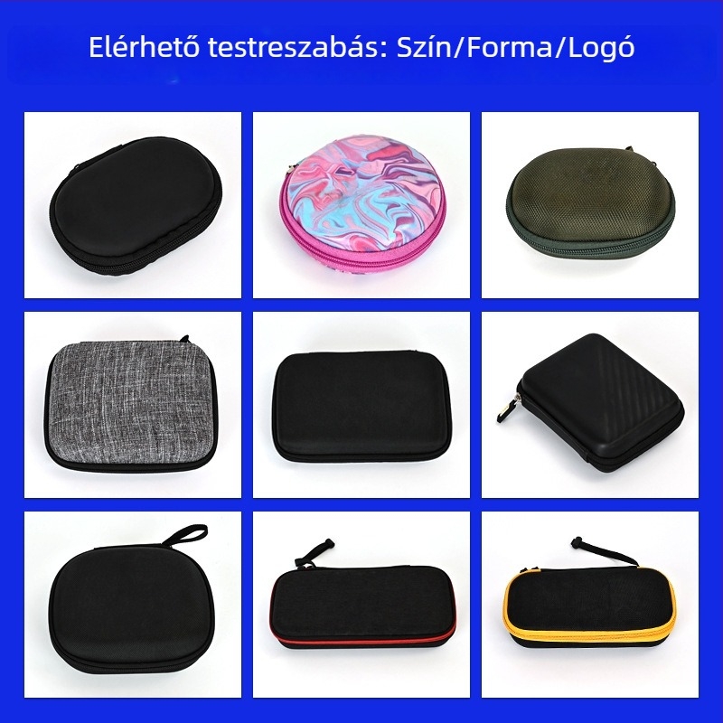 Bluetooth fejhallgató tok, kábel tároló, ütésálló EVA anyagból készült, többfunkciós tárolótáska