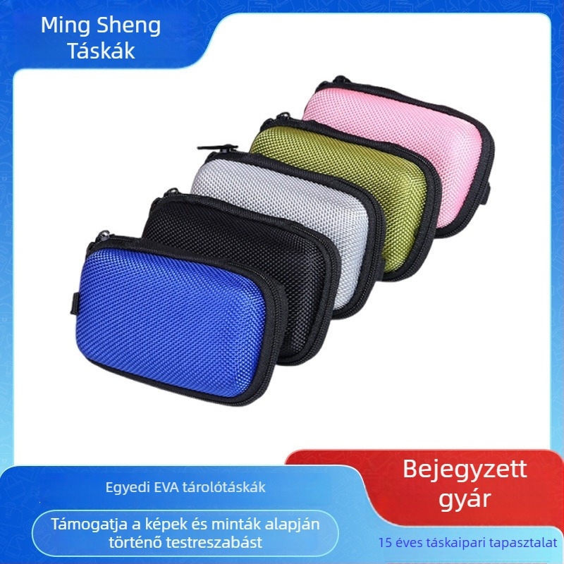 Téglalap alakú EVA fülhallgató tok, nyomásálló dizájn, multifunkcionális tároló power bank számára