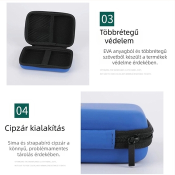 Hordozható fülhallgató tároló táska EVA ütésálló tokkal és cipzárral, 3C digitális eszközökhöz