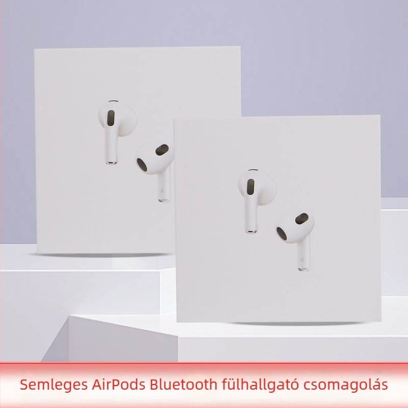 Semleges színű, szürke kartonból készült csomagolás Bluetooth fejhallgatókhoz (AirPods), 4. és 5. generáció