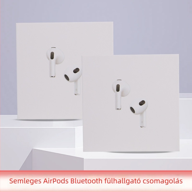 Semleges színű, szürke kartonból készült csomagolás Bluetooth fejhallgatókhoz (AirPods), 4. és 5. generáció