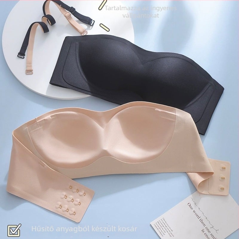 Mu Tingying pamut bandeau melltartó, varrat nélküli, csúszásmentes, 3/4 kosár, levehető vállpántok