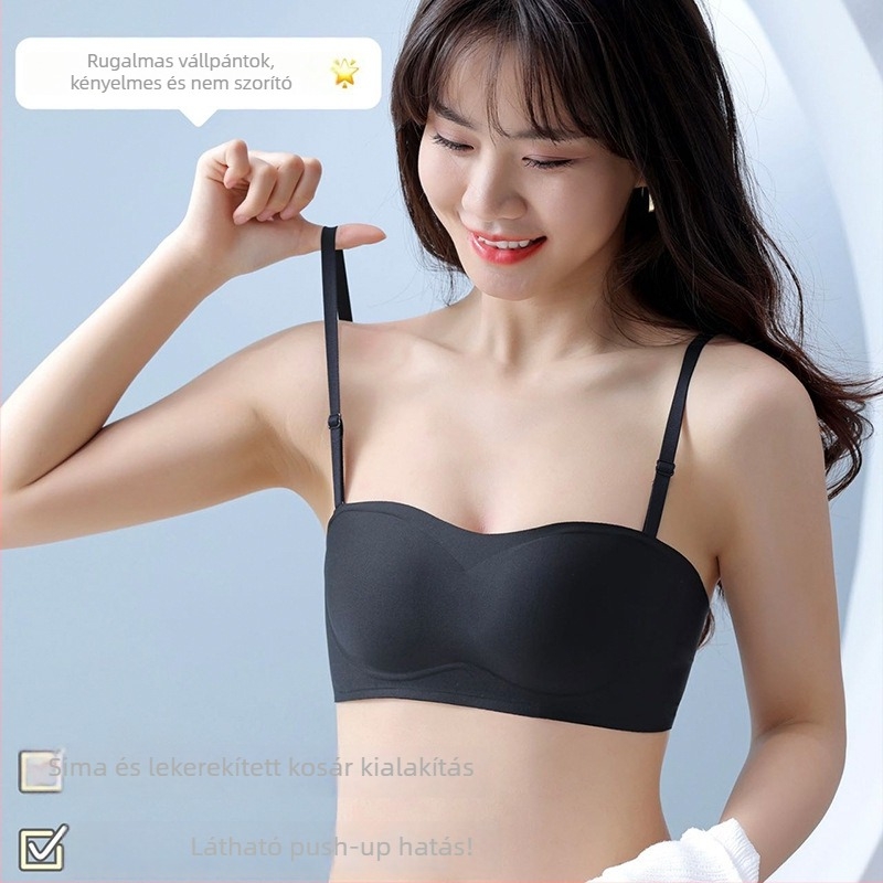Mu Tingying pamut bandeau melltartó, varrat nélküli, csúszásmentes, 3/4 kosár, levehető vállpántok