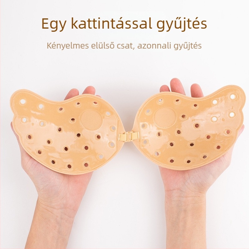 Légáteresztő mangó alakú mellbimbó tapasz, összegyűjti és felemeli a dekoltázst, vastagabb felső támasz, vállszíj nélküli menyasszonyi ruha