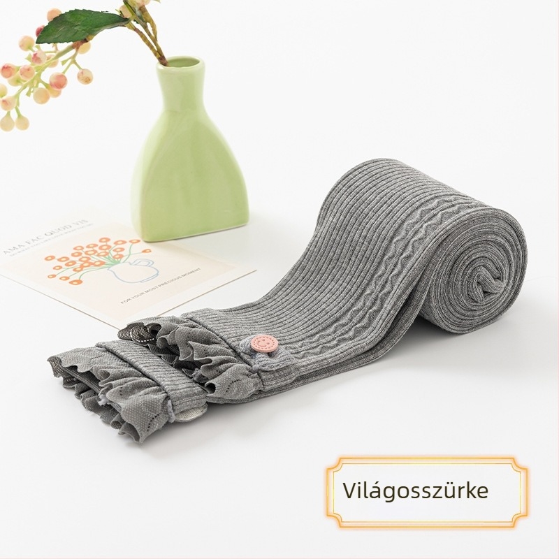 Lányoknak szánt pamut leggings csipke részlettel, 3/4 hossz, tavasz–ősz koreai stílus