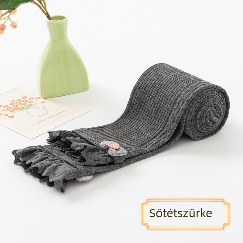 Lányoknak szánt pamut leggings csipke részlettel, 3/4 hossz, tavasz–ősz koreai stílus