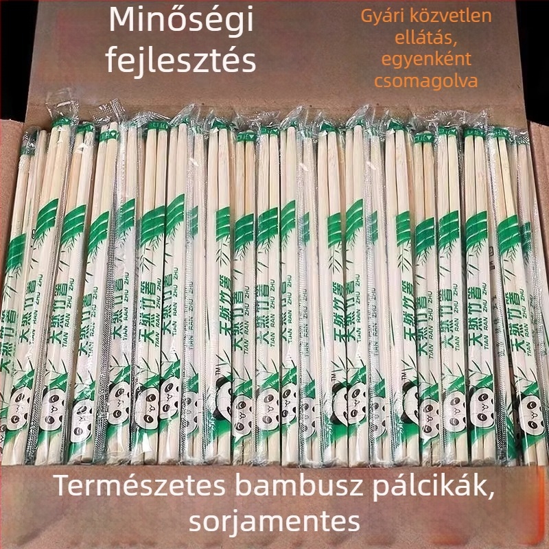 100 pár egyszer használatos bambusz evőpálcikák, egyenként csomagolva, otthoni és kereskedelmi használatra