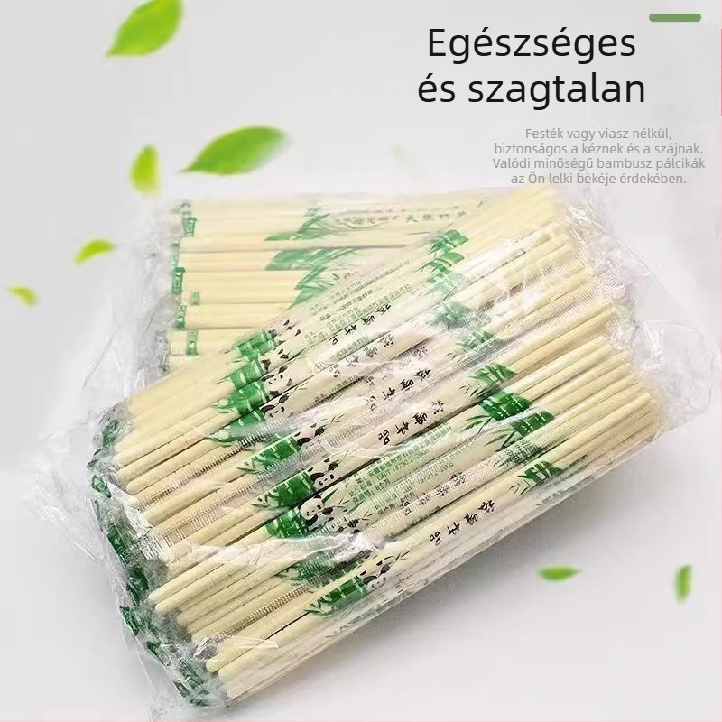 100 pár egyszer használatos bambusz evőpálcikák, egyenként csomagolva, otthoni és kereskedelmi használatra
