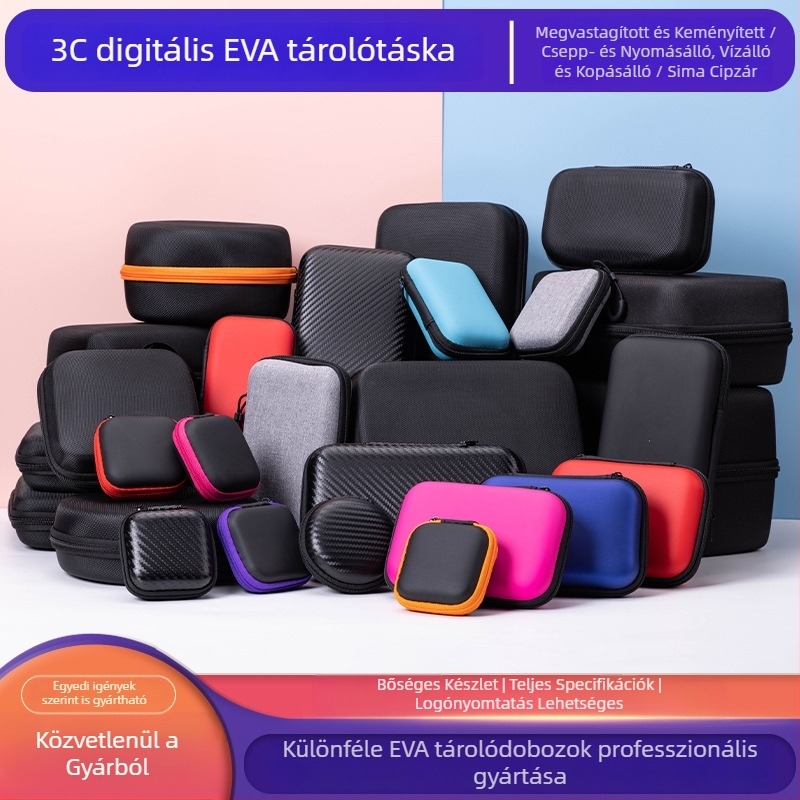 Személyre szabott EVA tok külső merevlemezekhez és fejhallgatókhoz – digitális kiegészítők csomagolása cipzáras táskával