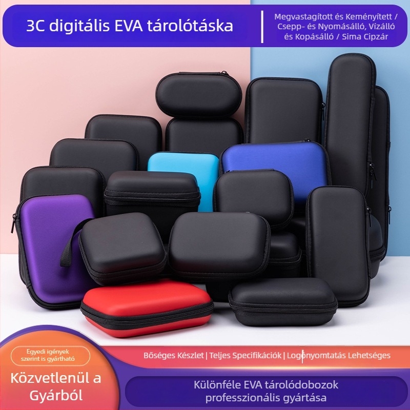 Személyre szabott EVA tok külső merevlemezekhez és fejhallgatókhoz – digitális kiegészítők csomagolása cipzáras táskával