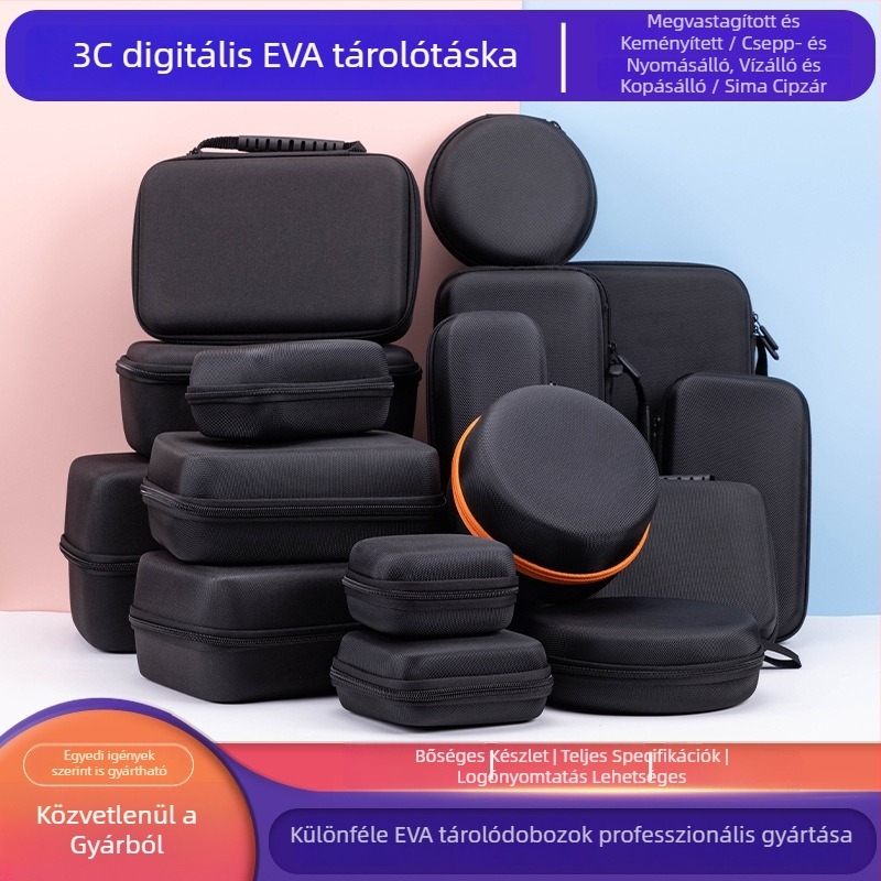 Személyre szabott EVA tok külső merevlemezekhez és fejhallgatókhoz – digitális kiegészítők csomagolása cipzáras táskával