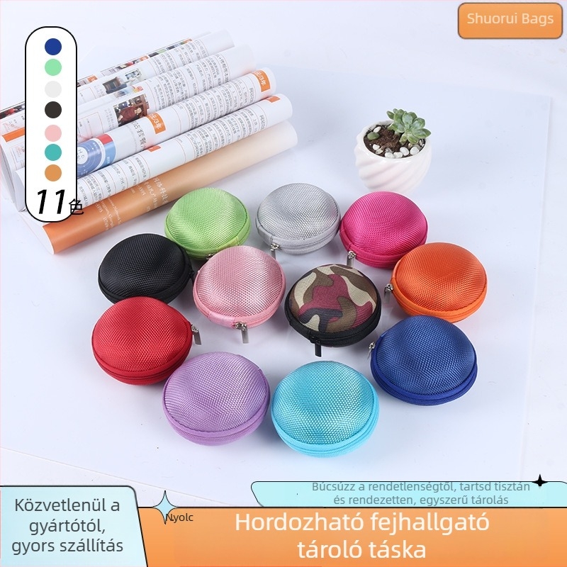 Hordozható EVA fejhallgató tok, 11 szín, Bluetooth adatkábel