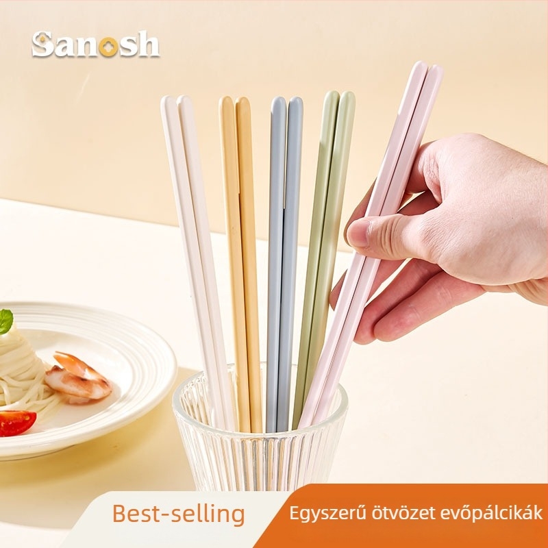 Ötvözetes evőpálcikák, hőállóak, otthoni használatra, személyenként egy pár, színes, japán stílusú minimalist dizájn