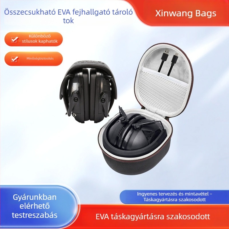 Hordozható fejhallgató tároló táska Edifier Bluetooth, EVA habból, összecsukható, nagy méret