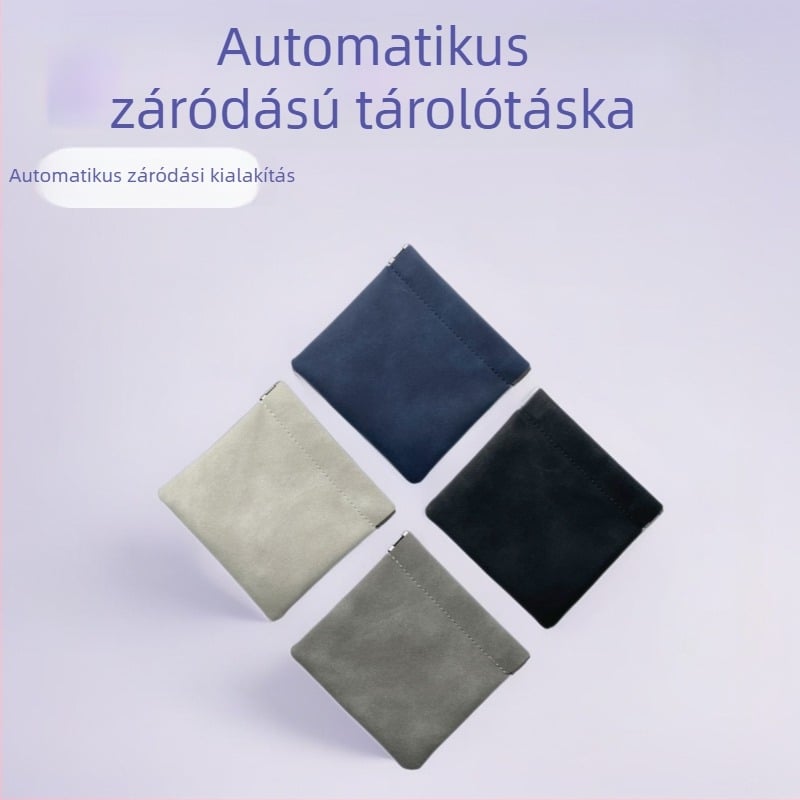 Személyre szabott fülhallgató tok és kábel rendező, PU bőr tok, rúzs, gyöngy ékszer, önzáró kapoccsal ellátott pénztárca