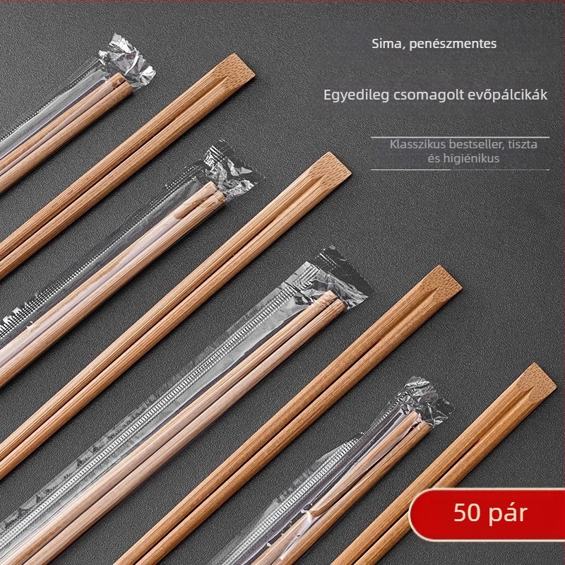 Egyszer használatos bambusz chopsticks, festék és viasz nélkül, egyedi csomagolásban, take-away és gyorséttermi használatra, otthoni és kereskedelmi célokra, biológiailag lebomló