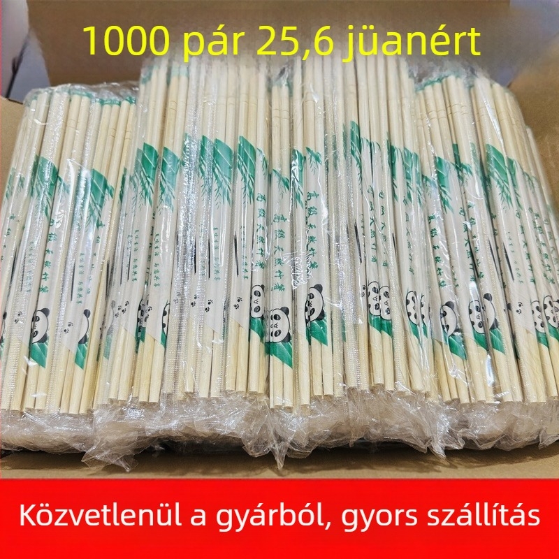 Bambusz egyszer használatos evőpálcikák, vastagabbak és hosszabbak, higiénikus éttermi használatra, egyenként csomagolva