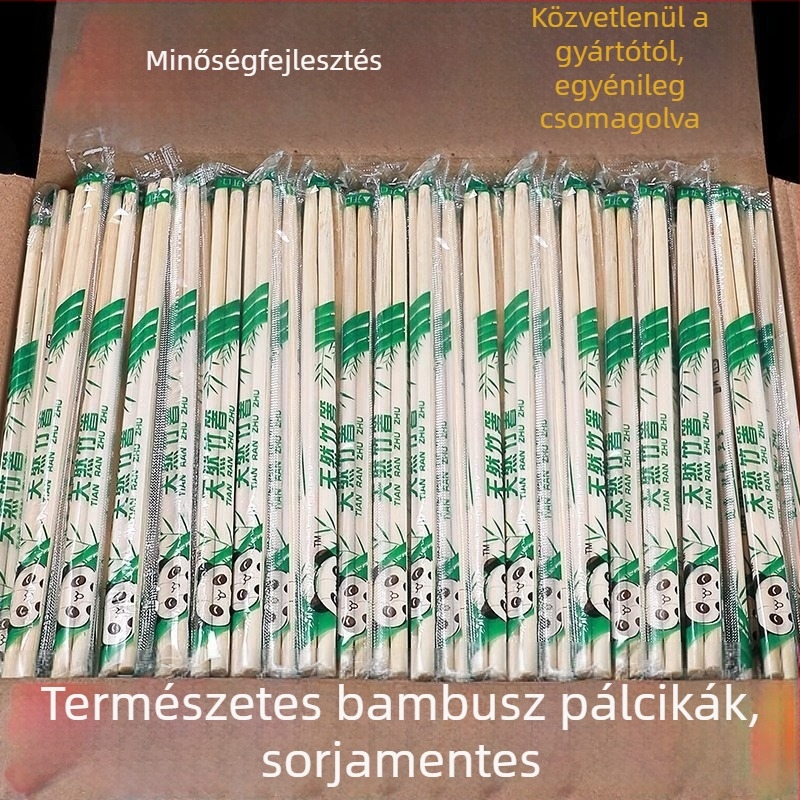 Bambusz egyszer használatos evőpálcikák, vastagabbak és hosszabbak, higiénikus éttermi használatra, egyenként csomagolva