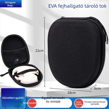 Eva fejhallgató tároló táska, nagy kapacitású, hordozható, ütésálló és nyomásálló